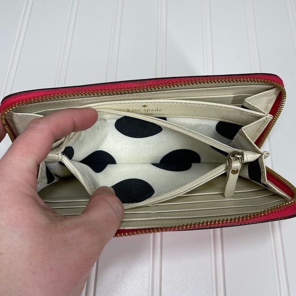 Kate Spade Wallet Clutch Zip Around Pink Leather - Picture 9 of 10
